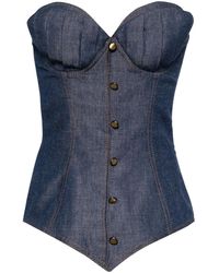 Saiid Kobeisy - Top vaquero estilo corsé con botones - Lyst