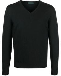 Zanone - V-Neck Knitted Jumper - Lyst
