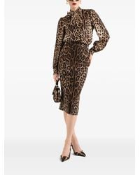 Dolce & Gabbana - Leo-Print Cady Skirt - Lyst