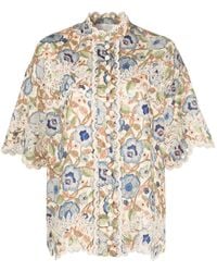 Zimmermann - Chemise brodée Junie à fleurs imprimées - Lyst