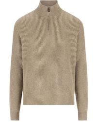 Loro Piana - Plane Tree zip-neck ribbed sweater - Lyst