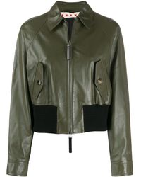 Marni Veste crop en cuir - Vert