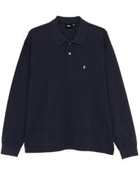 Stussy - Logo-Embroidered Long-Sleeve Polo Shirt - Lyst