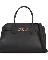 Karl Lagerfeld - Leren Shopper Met Logoprint - Lyst