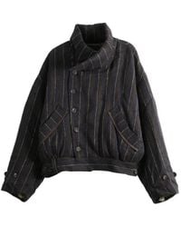 Ziggy Chen - Pinstripe-Pattern High-Neck Jacket - Lyst
