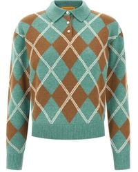 Guest In Residence - Argyle-pattern Wool-cashmere Polo Shirt - Lyst