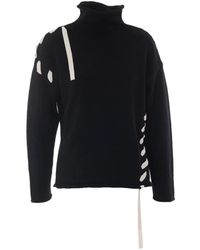 Alpha Studio - High-Neck Tape-Detail Sweater - Lyst