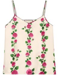 Gucci Rose Garden Print Tanktop - Wit