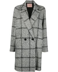 Twin Set - Double-breasted Check-print Coat - Lyst