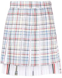 Thom Browne - Check-Print Pleated Miniskirt - Lyst