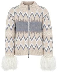 PHO® Firenze - Cardigan Aus Faux Fur Mit Jacquardmuster - Lyst