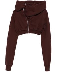 Rick Owens - Cowl-neck Zip-front Cropped Sweatshirt - Lyst