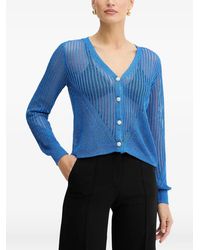 Morgan - Openwork-Knit Button-Down Cardigan - Lyst