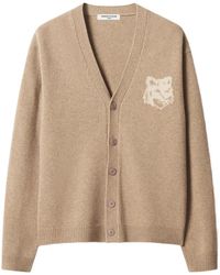 Maison Kitsuné - V-Neck Wool Cardigan - Lyst