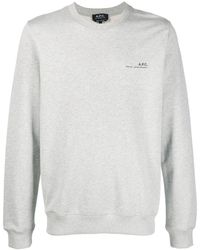 A.P.C. - Logo-print Crew Neck Sweatshirt - Lyst