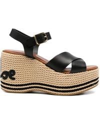 Chloé - Plateau-Sandalen Mit Logo-Stickerei - Lyst