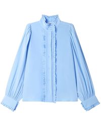 Sandro - Ruffle-Trimmed Silk Shirt - Lyst