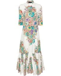 Etro - Robe longue en coton à fleurs - Lyst