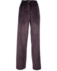 Cruna - Ribfluwelen Broek Met Knoopsluiting - Lyst