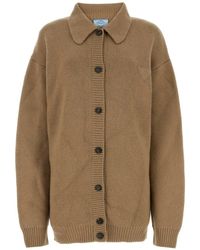 Prada - Biscuit Cashmere Cardigan - Lyst
