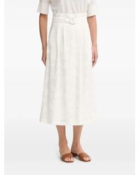 MARC AUREL - Belted Jacquard-Pattern Midi A-Line Skirt - Lyst