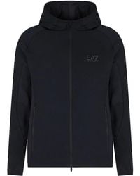 EA7 - Logo-Print Zip-Up Hoodie - Lyst