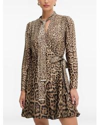 Marciano - Mini-Jurk Met Luipaardprint En Gestrikte Hals - Lyst