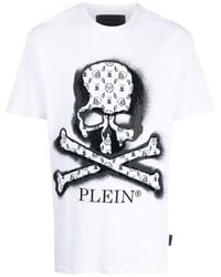 Philipp Plein - T-Shirt mit Strass-Totenkopf - Lyst
