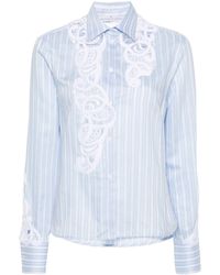 Ermanno Scervino - Macramé-lace Striped Cotton Shirt - Lyst