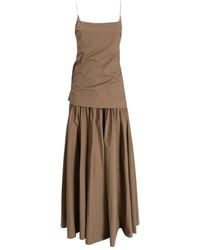 STAUD - Gathered-Skirt Slip Midi Day Dress - Lyst