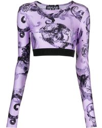 Versace - Baroque-print Cropped Top - Lyst