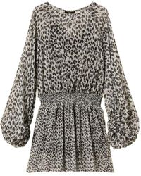 Twinset - Animal-Print Smocked Dress - Lyst