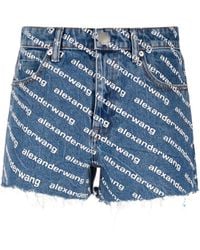 Alexander Wang - Jeans-Shorts mit Logo-Print - Lyst