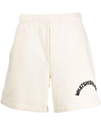 Bode - Whatshisname Logo-print Cotton Track Shorts - Lyst
