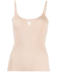 Courreges - Logo-embossed Ribbed-knit Tank Top - Lyst