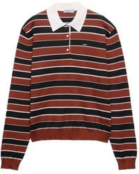 Prada - Striped Silk Polo Shirt - Lyst