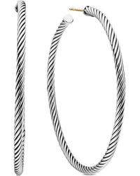David Yurman - Sterling Sculpted Cable Hoop Earrings - Lyst