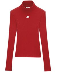 Courreges - Logo-Embroidered Ribbed Sweater - Lyst