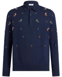 Etro - Polo Shirt With Crystal-Detailed Mini Paisley - Lyst