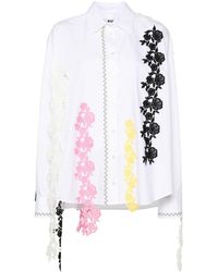 MSGM - Lace-appliqué Cotton Shirt - Lyst