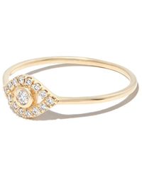 Sydney Evan - 14kt Yellow Gold Evil Eye Diamond Ring - Lyst
