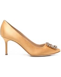 Manolo Blahnik - Hangisi Crystal-Buckle Pumps - Lyst