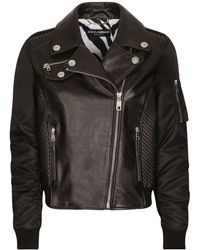 Dolce & Gabbana - Leather Biker Jacket - Lyst
