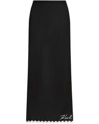 KARL LAGERFELD - Sleek Maxi Skirt With Contrasting Scalloped Hem - Lyst