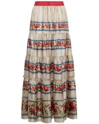 Pierre Louis Mascia - Aloe Tiered Floral-Print Maxi Skirt - Lyst