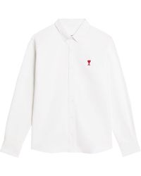 Ami Paris - Embroidered-logo Poplin Shirt - Lyst