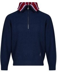 Drole de Monsieur - Ribbed-Knit Half-Zip Sweater - Lyst