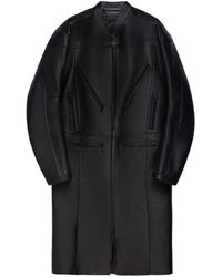 Courreges - Logo-Debossed Leather Coat - Lyst