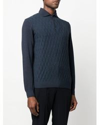 Corneliani - Geometric-pattern Knitted Polo Shirt - Lyst