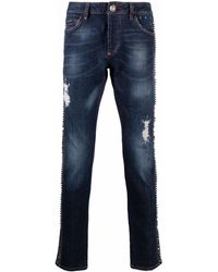 Philipp Plein - Distressed Straight-leg Jeans - Lyst